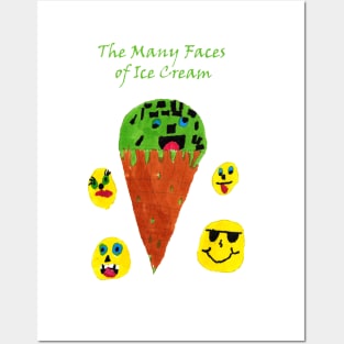 Ice Cream Faces Drawing Posters and Art